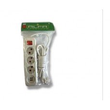 Переноска, удлинитель 2м. 3 гнезда + 2USB / в.уе