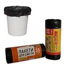 Мусорные пакеты 35л. 50×60см. 15шт. / з.е / вё.в 